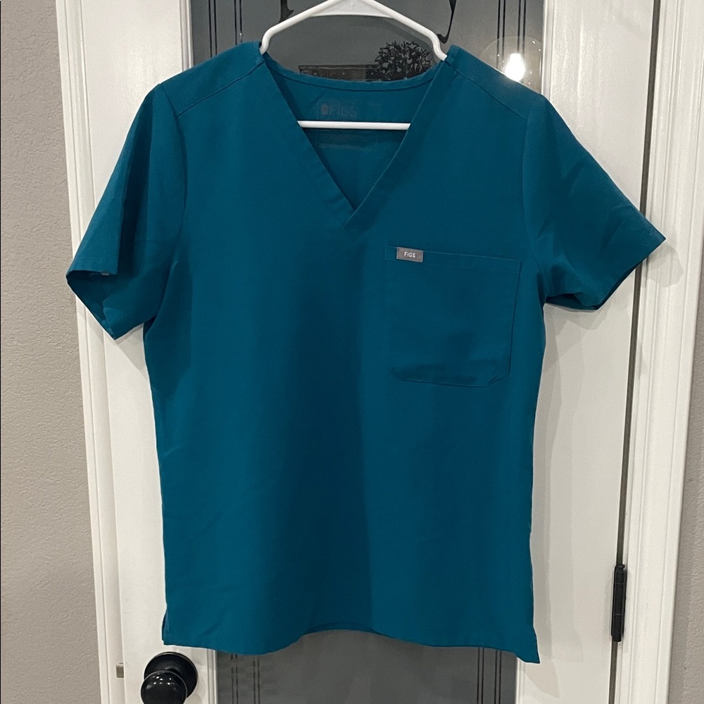 Figs Deep Teal V-Neck Scrub Top